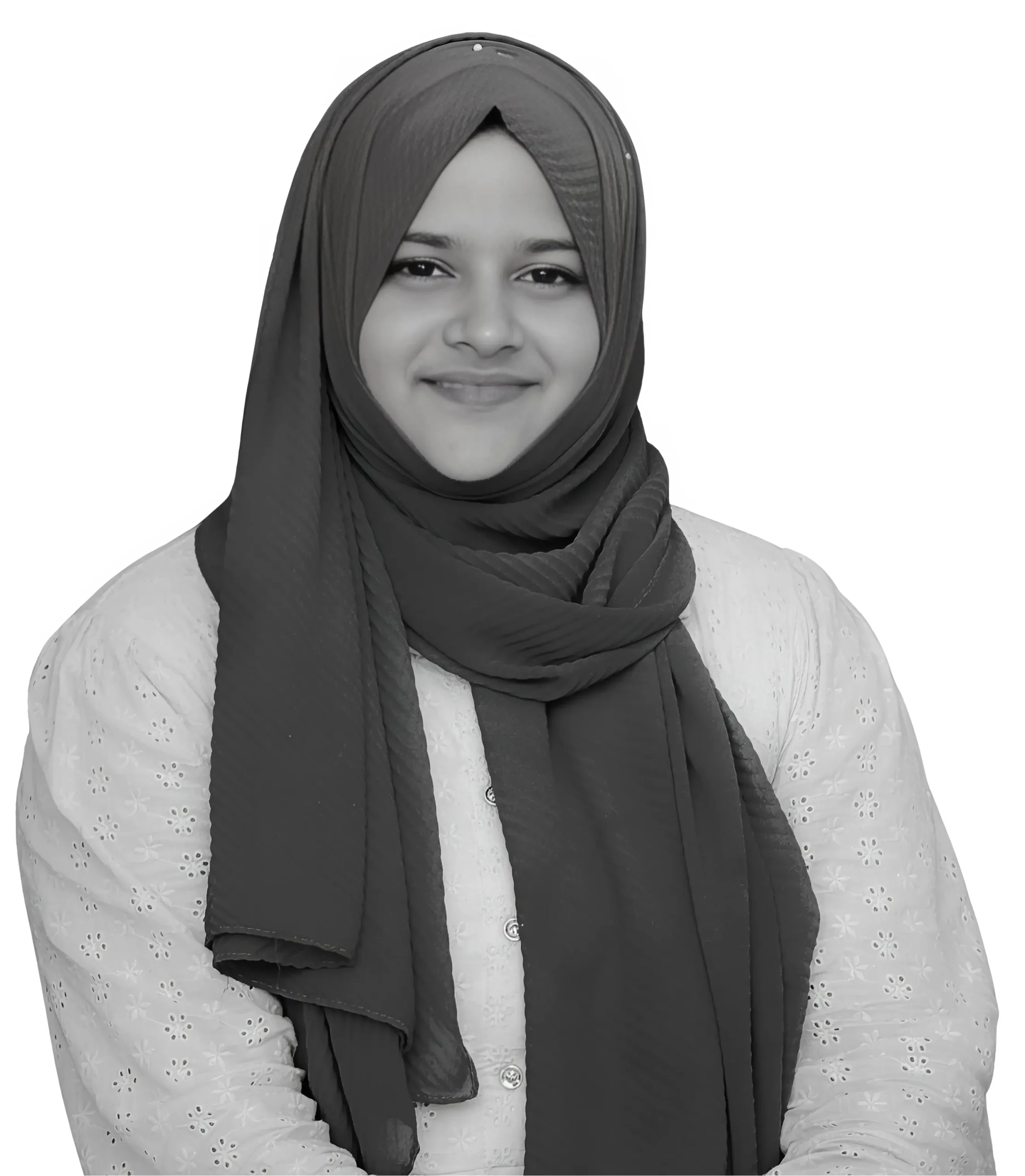 Safeeda Faizal, Digital Marketing Freelancer in Dubai-Black and white image.